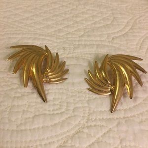 Gold Flame Pierced Earrings